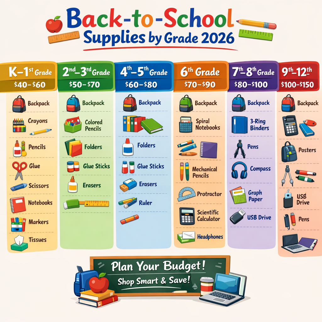 Back to school supplies list 2026