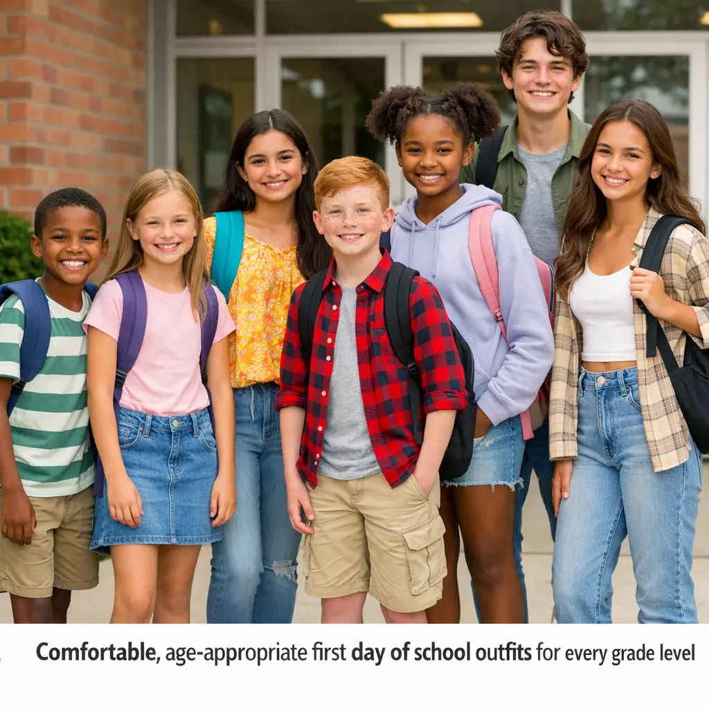 Students in first day of school outfit ideas from elementary through high school