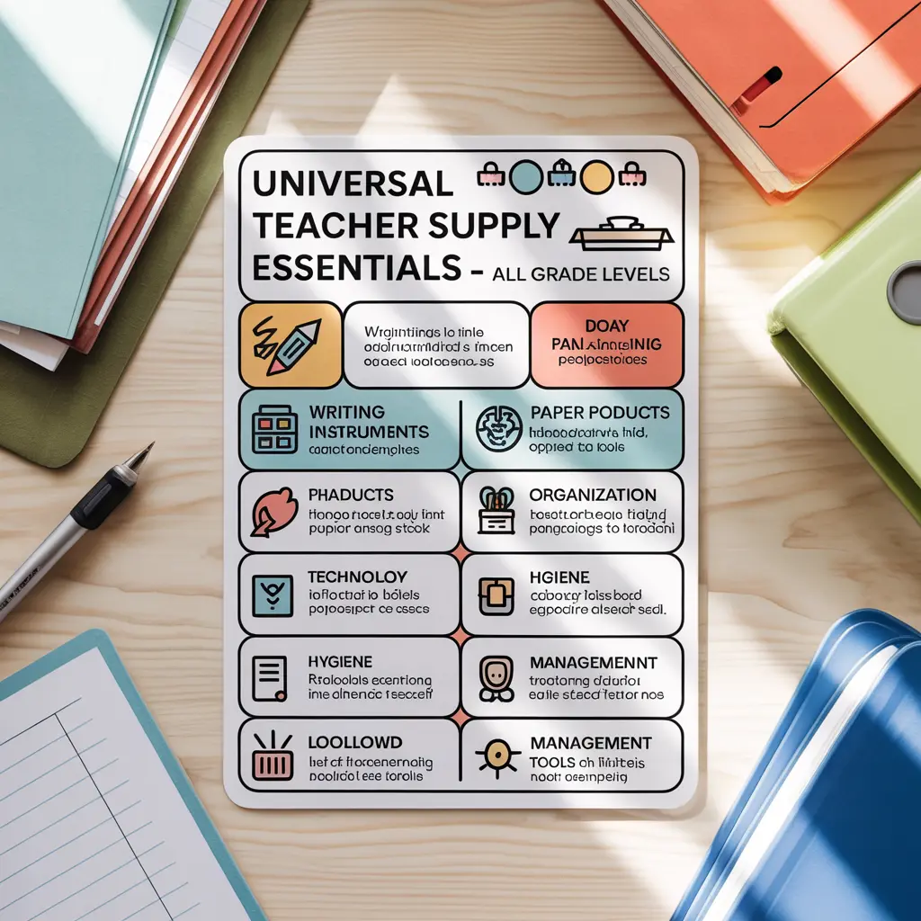 Checklist of universal classroom essentials for teacher supply list